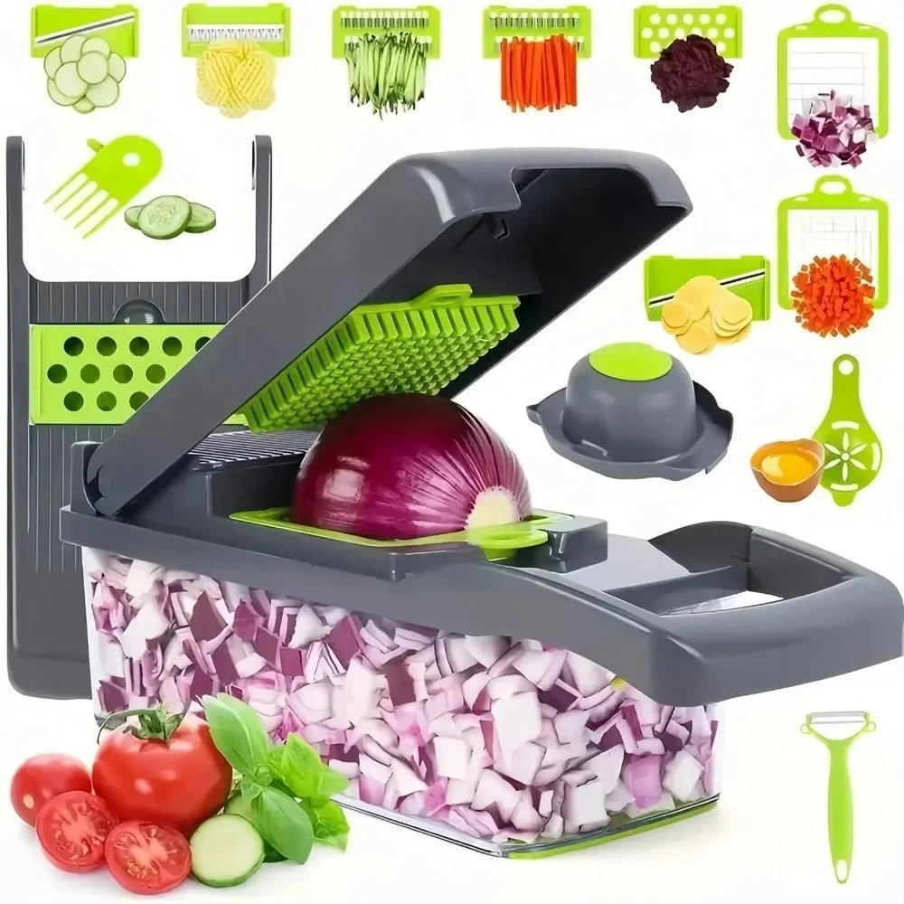 16-in-1 Multifunctional Vegetable Cutter – Manual Slicer, Chopper & Grater