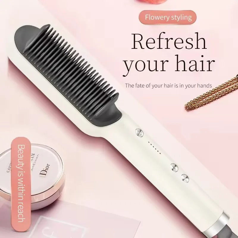 2-in-1 Hair Straightener & Curler Brush