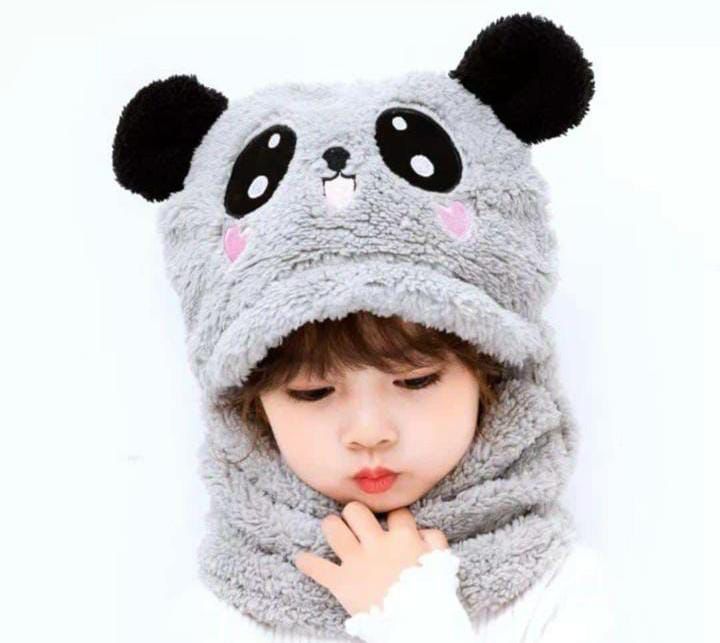 Kids Panda Winter Warm Cap & Neck Warmer.